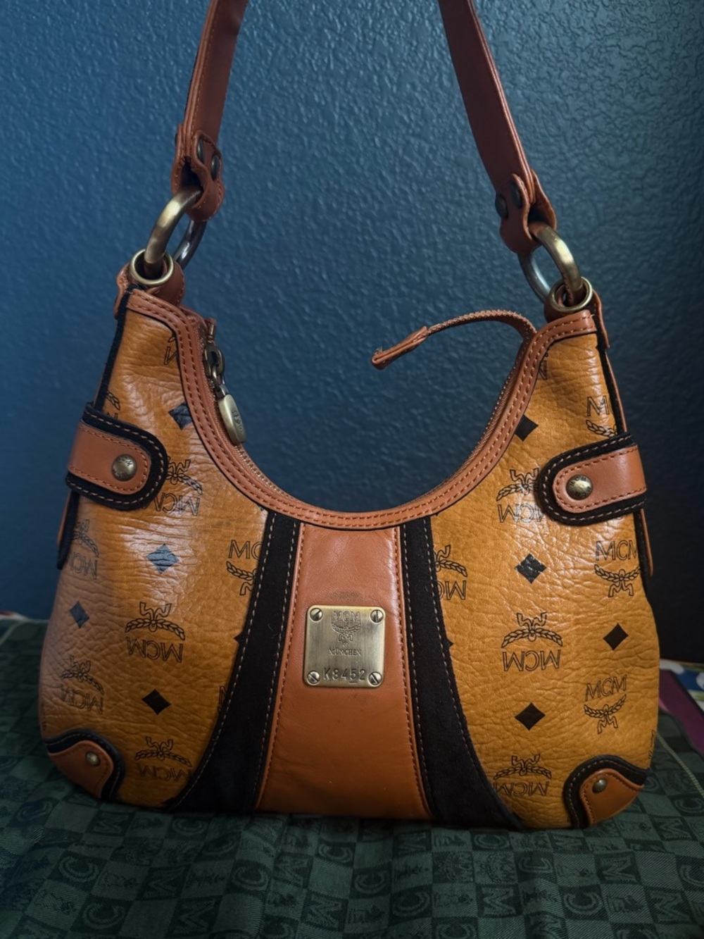 MCM Cognac and Dark Brown Small Hobo Shoulder Bag